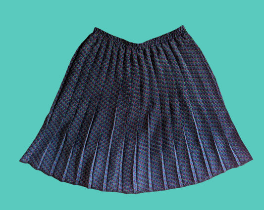 Pixel-Print Pleated Skirt